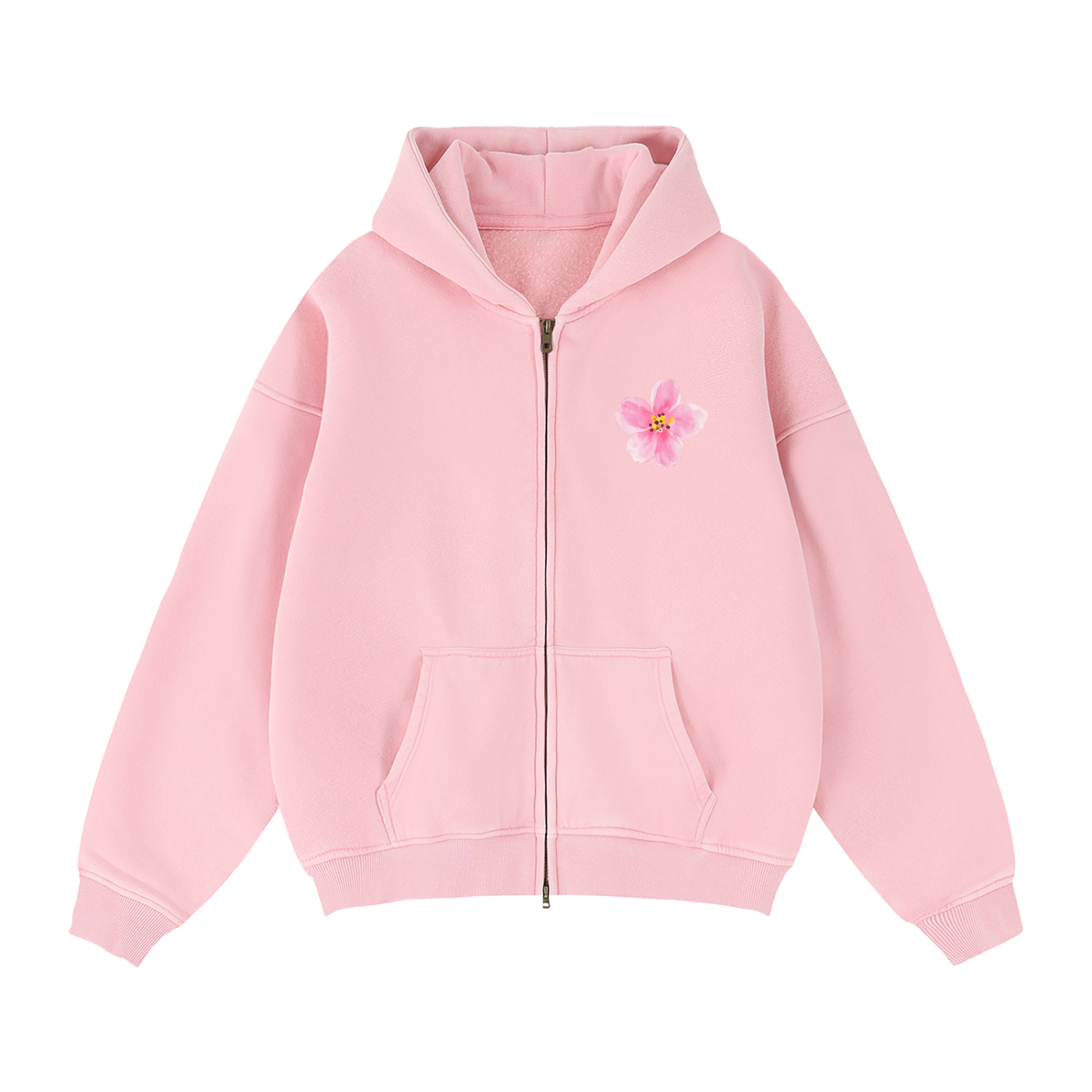 Flowered Cross Zip Up