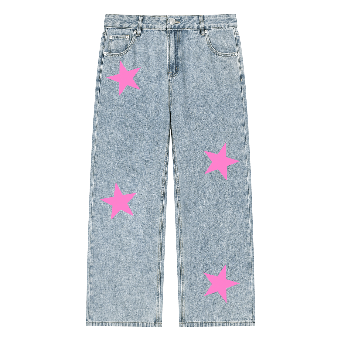 Pink Star Straight Leg Jeans