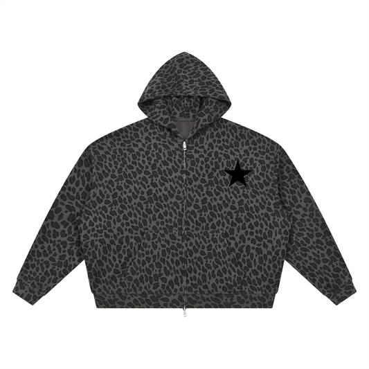Star Leopard Print Hoodie
